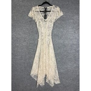 NEW Dolls Kill Widow Lace Dress Small Goth Sheer High Low Back V-Neck